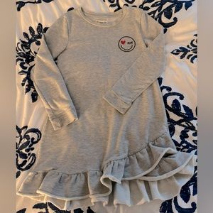 Tucker & Tate Long Sleeve Gray Emoji happy face dress Size 6